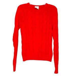 Lilly Pulitzer Cashmere Sweater Crew Neck Pullover Cable Knit Red Womens Size M